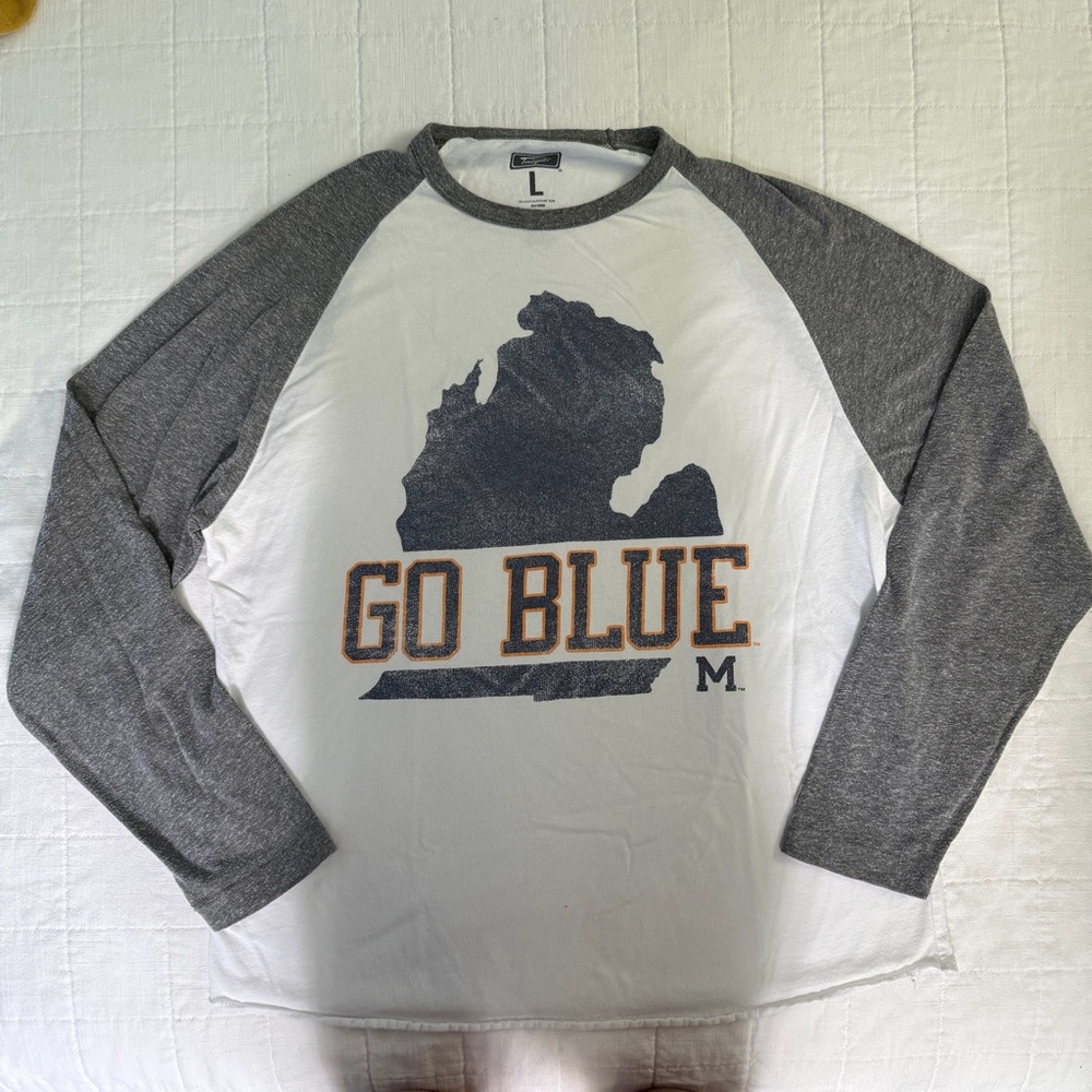 Gray and White U of M Raglan Shirt